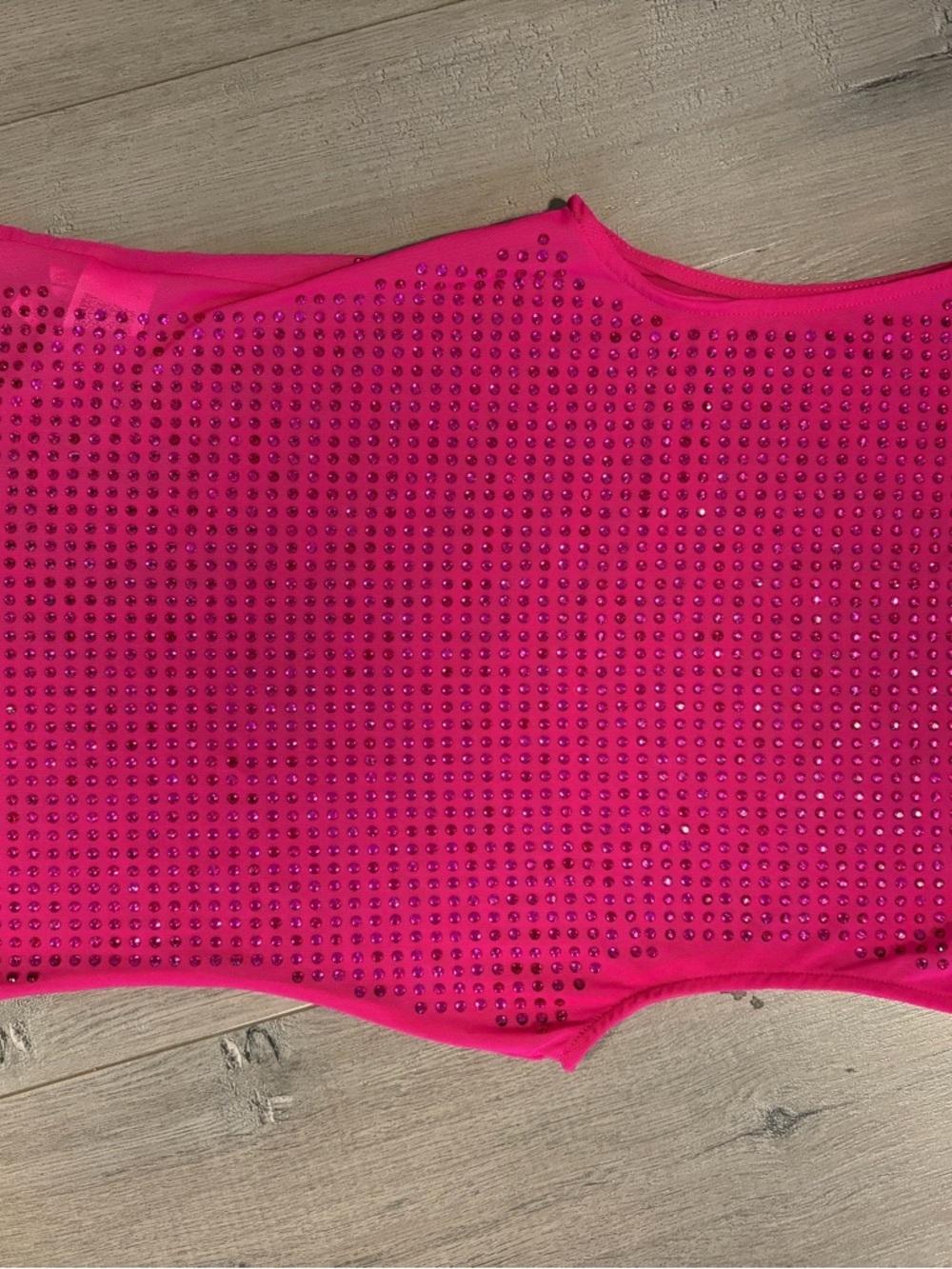 Women's Hot Pink Studded Mesh Top